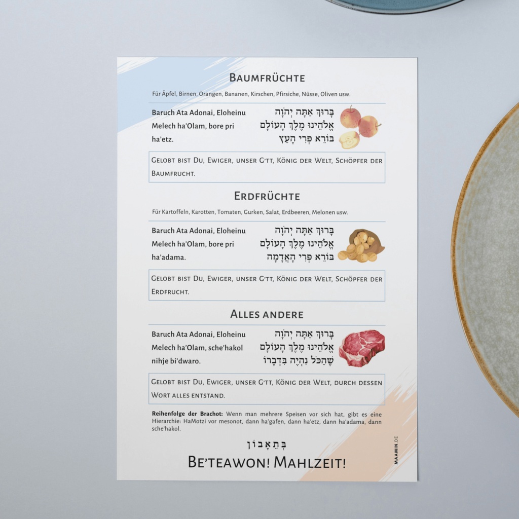 Ascher Jazar | DE-HEB-TRANSLIT. | Doppelseitige A5-Karte