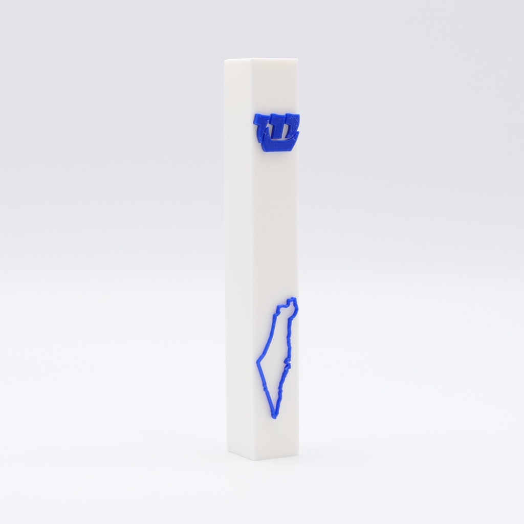 Weiße Mesusa | Symbole in Blau