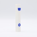 Weiße Mesusa | Symbole in Blau
