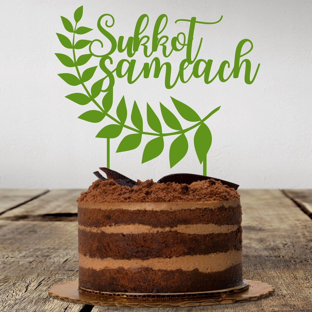 Cake Topper | Sukkot Sameach | English | Green