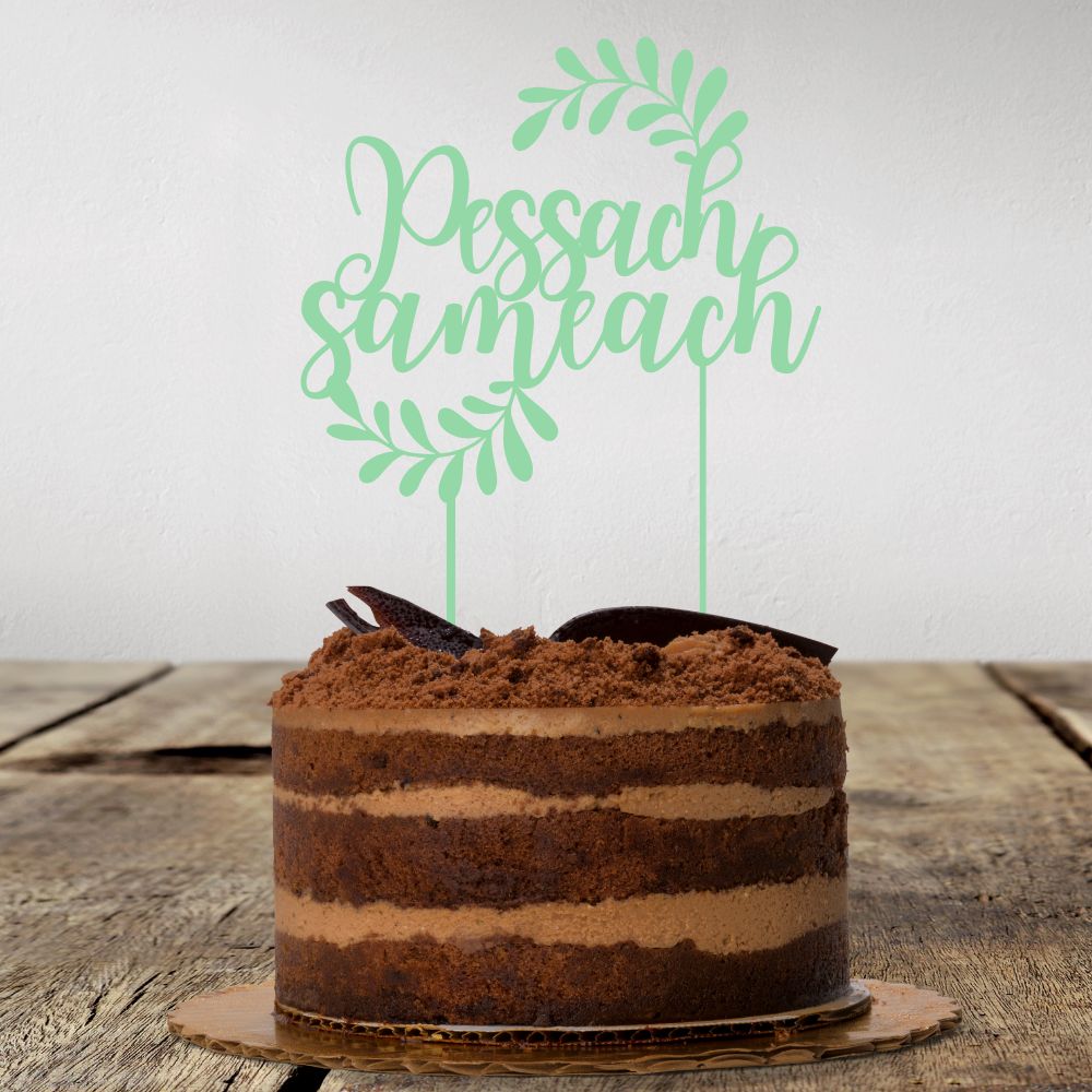 Cake Topper | Pessach Sameach | English | Limegreen