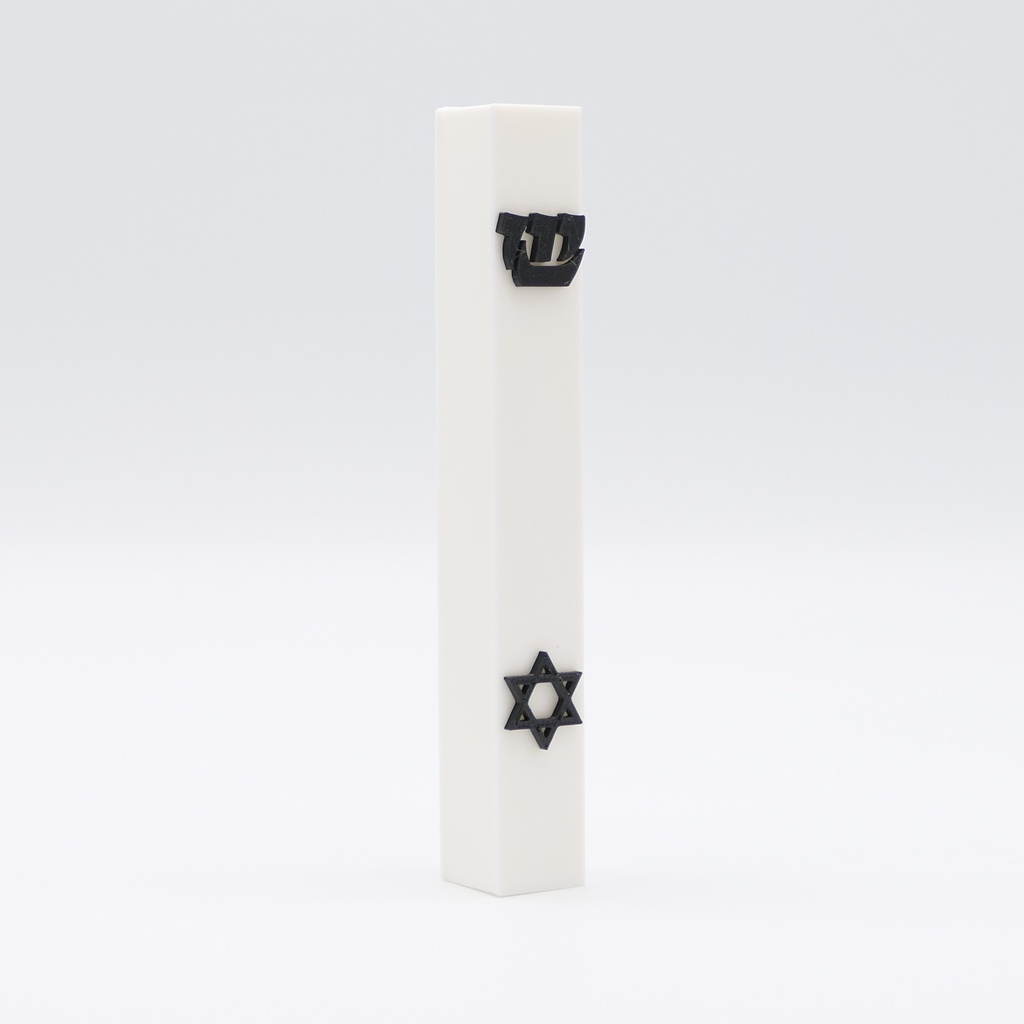 Weiße Mesusa | Symbole in Schwarz