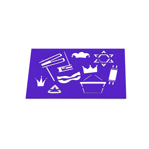 [G0485-4-1] Stencil | Malschablone mit Purim-Symbolen 