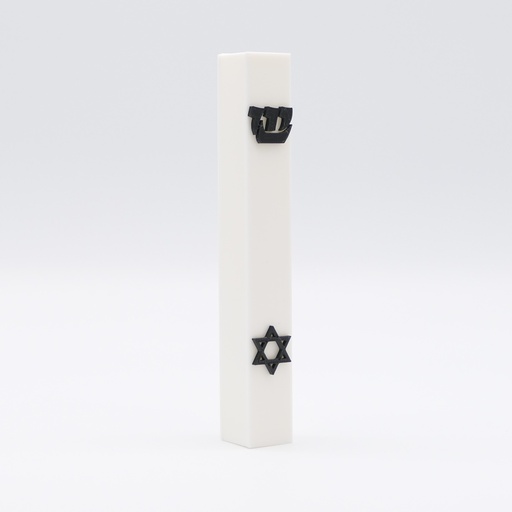 Weiße Mesusa | Symbole in Schwarz
