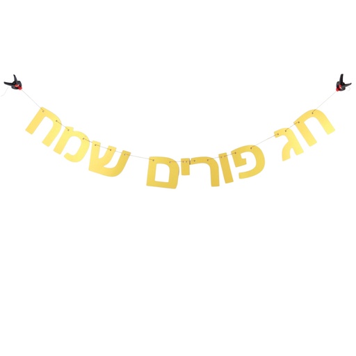 [G0080] Glänzende Hebräische Girlande | Chag Purim Sameach (ein fröhliches Purim)