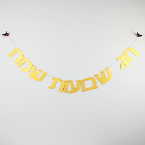 [G0130] Glänzende Hebräische Girlande | Chag Schawuot Sameach