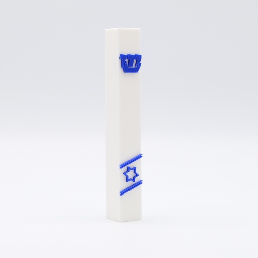 Weiße Mesusa | Symbole in Blau