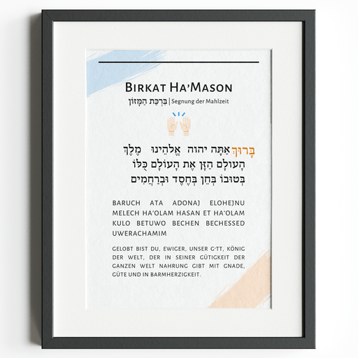 Birkat Ha'mason | Hebräisch, Übersetzung, Transliteration | A5-Karte | 5 Stück